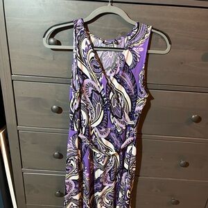 Apt. 9 One Shoulder Dress in Purple and Cream Paisley